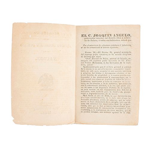 Reglamento del Archivo General y Público de la Nación. Guadalajara: Imprenta del Gobierno del Estado, 1846.