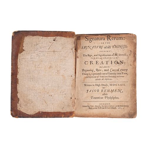 Behmen, Jacob. Signatura Rerum; or, the Signature of All Things. London, 1651. Primera edición en inglés.