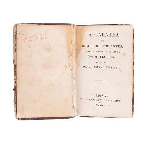 Cervantes Saavedra, Miguel de. La Galatea. Perpiñan: Imprenta de J. Alzine, 1817.