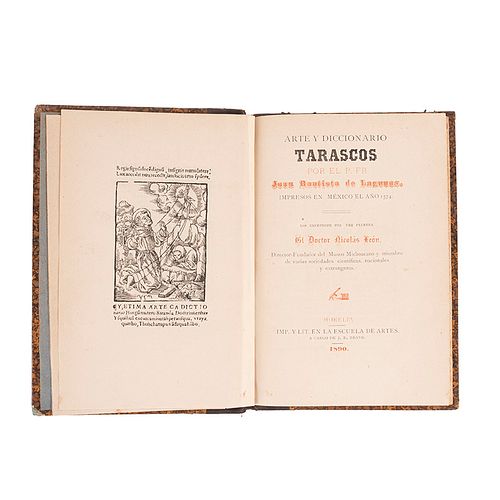 Bautista de Lagunas, Iuan. Arte y Diccionario Tarascos. Impresos en México el año de 1574. Morelia, 1890. Edición de 400 ejemplares.