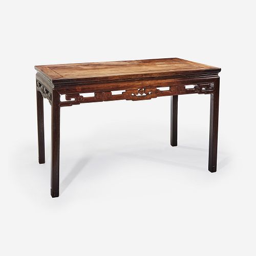 A Chinese hardwood rectangular table, possibly huanghuali 硬木方桌 或黄花梨 Probably Qing dynasty 或清
