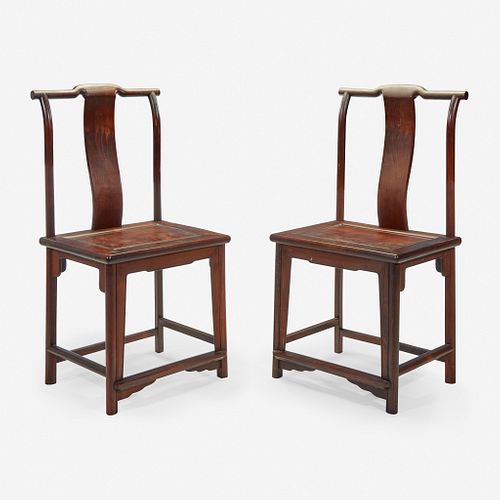 A pair of Chinese side chairs, possibly jichimu 椅子一对 或鸡翅木 19th/20th century 十九或二十世纪
