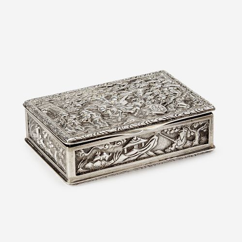 A Chinese export silver snuff box, Wongshing 中国出口银鼻烟盒 Canton, circa 1825-1840 广东造 约1825-1840年