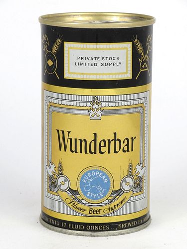 1966 Wunderbar European Style Beer 12oz Tab Top Can T135-29