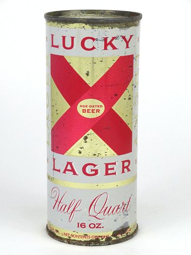 1961 Lucky Lager Beer 16oz  One Pint Flat Top Can L232-12