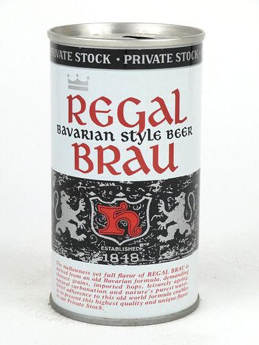1972 Regal Brau Beer (non-metallic) 12oz Tab Top Can T114-16