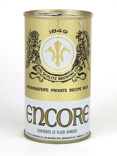 1969 Encore Beer 12oz Tab Top Can T61-38