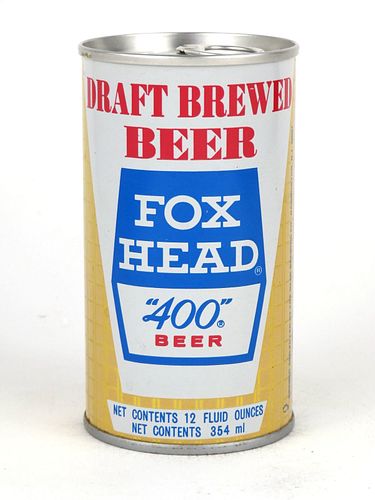 1974 Fox Head "400" Beer 12oz Tab Top Can T66-07