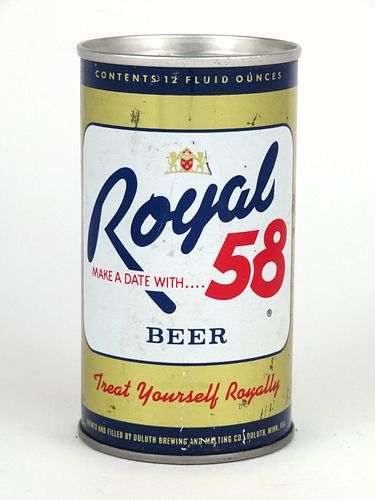 1964 Royal 58 Beer 12oz Tab Top Can T116-24