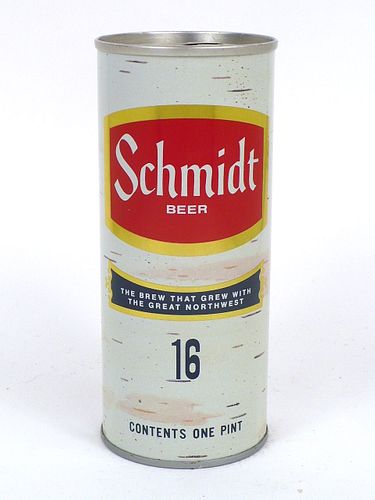 1968 Schmidt Beer 16oz  One Pint Tab Top Can T166-32C