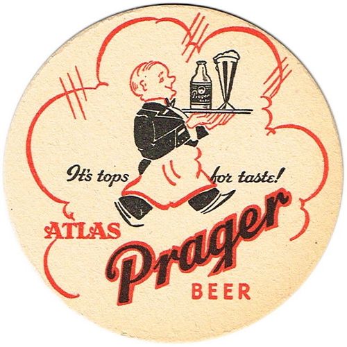 1938 Atlas Prager Beer 4¼ inch coaster Coaster IL-PRA-4