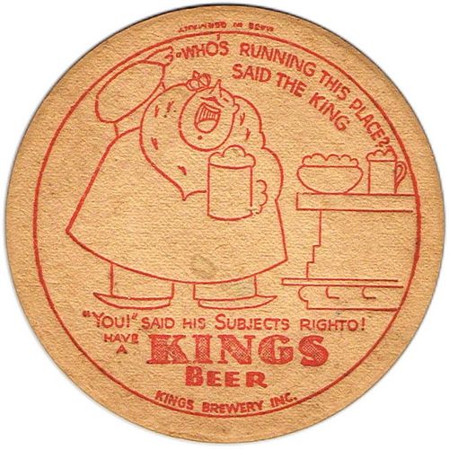 1934 Kings Beer  Coaster NY-KING-8