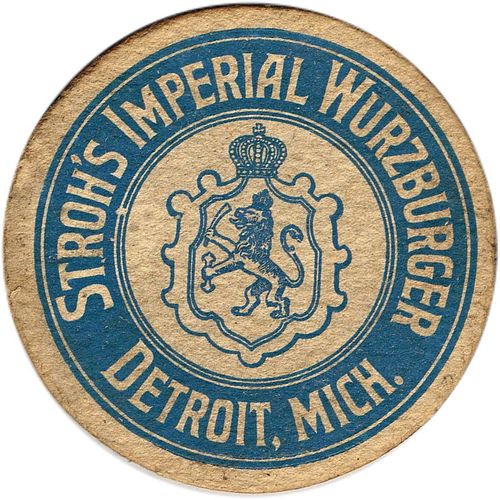 1910 Stroh's Imperial Wurzburger Beer 4¼ inch coaster Coaster No Ref.