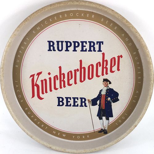 1953 Ruppert Knickerbocker Beer (white/white) 13 inch tray Serving Tray