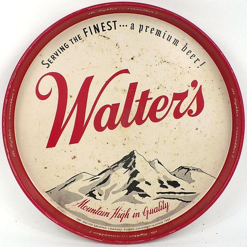 1958 Walter's Beer 12 inch tray Serving Tray