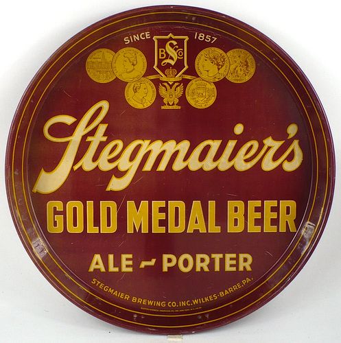 1935 Stegmaier's Gold Medal Beer/Ale/Porter 12 inch tray Serving Tray