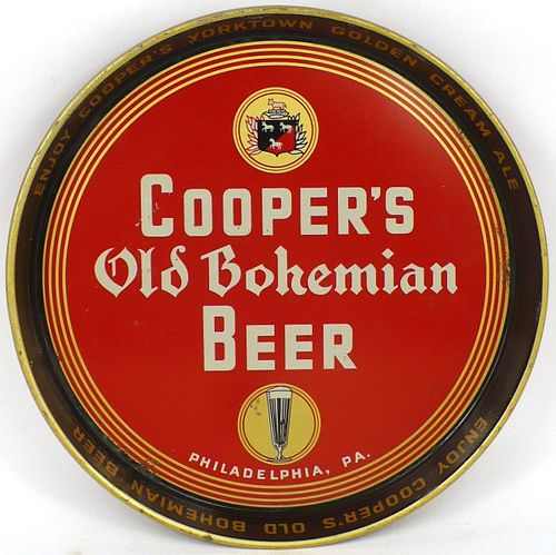 1948 Cooper's Old Bohemian Beer 12 inch tray Serving Tray