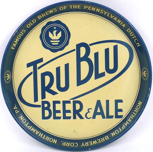 1941 Tru Blu Beer & Ale 12 inch tray Serving Tray