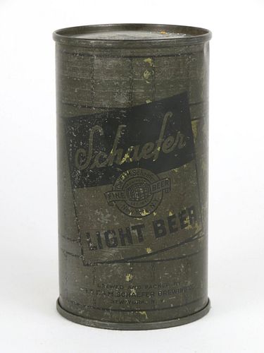1940s Schaefer Light Beer Olive Drab Withdrawn Free 12oz Flat Top Can 