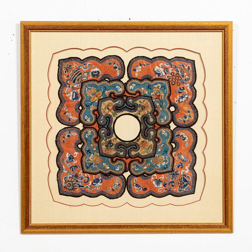 FRAMED CHINESE SILK EMBROIDERED CLOUD COLLAR