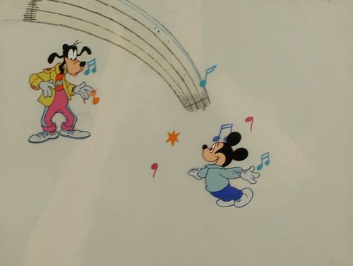 Disney Animation Cel With Mickey Mouse & Goofy