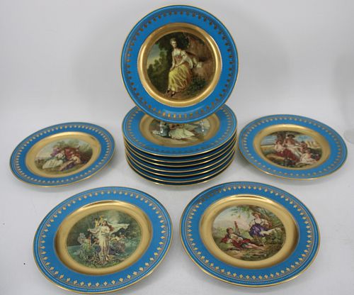 12 Royal Vienna Porcelain Gilt & Paint Decorated