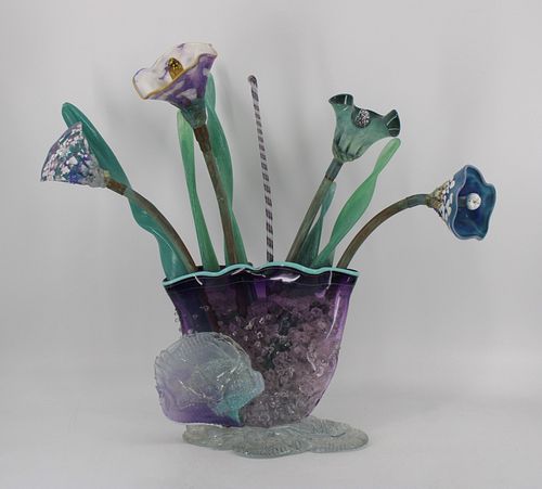 Large & Impressive Midcentury Art Glass Vase Of