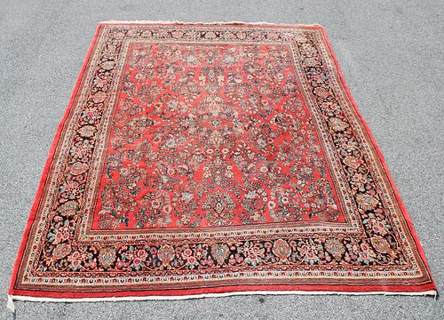 Vintage And Finely Hand Woven Sarouk Style Carpet