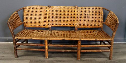 Adirondack Bentwood Settee with Woven Seat & Back