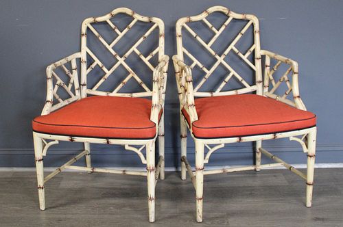 Pair Of Bamboo Form Arm Chairs.