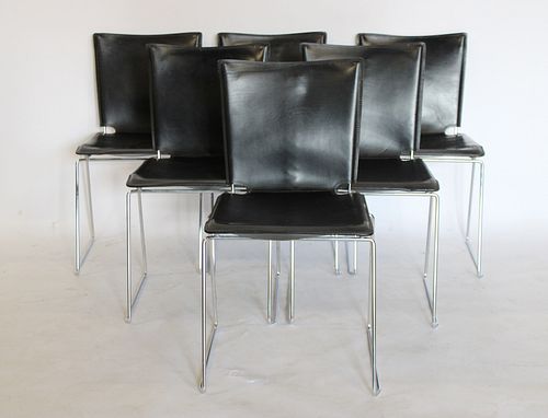 6 Vintage Leather And Chrome Chairs.