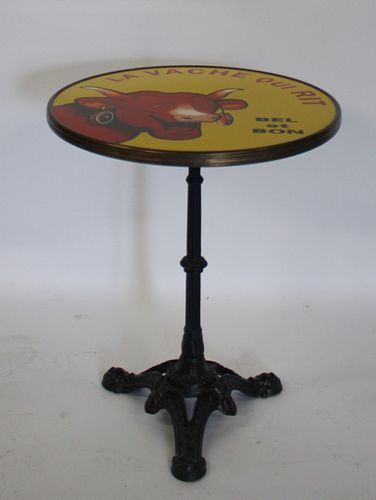 Vintage Enamel Decorated French Tavern Table.