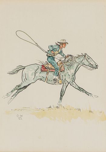 Olaf Wieghorst  Cowboy on Horse with Rope