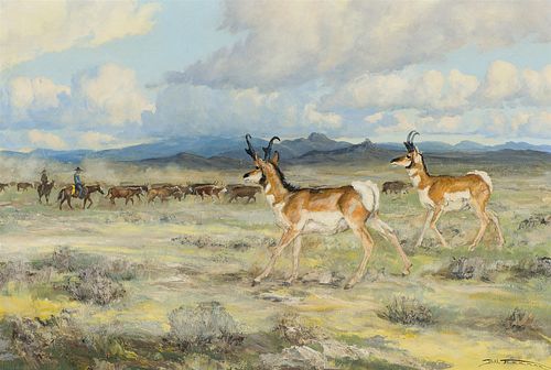 Bill Freeman  Two Antelope & Cattle