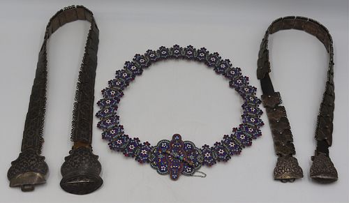 SILVER. (3) Russian Enamel Decorated Belts.