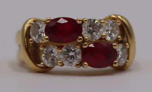 JEWELRY. Signed 18kt Gold, Colored Gem and Diamond