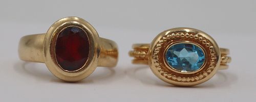 JEWELRY. (2) 14kt Gold and Colored Gem Rings.