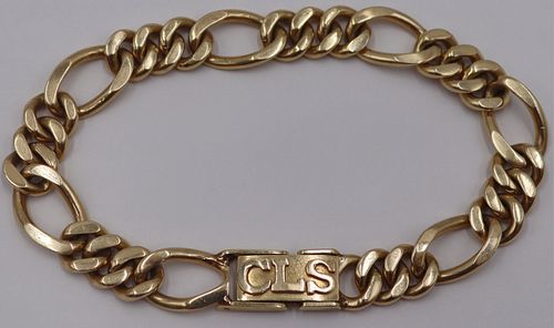 JEWELRY. 14kt Gold Figaro Chain Link Bracelet.