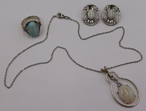 JEWELRY. 14kt Gold, Opal, and Diamond Suite.