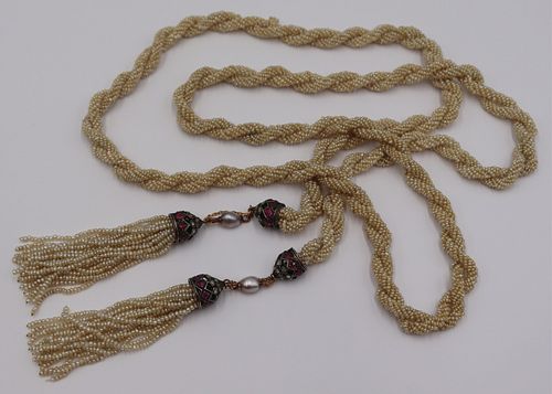JEWELRY. Art Deco Seed Pearl Rope Necklace.