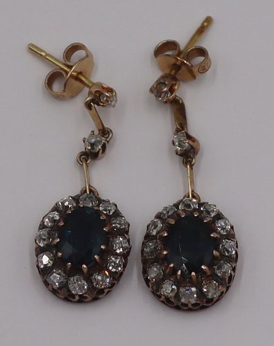 JEWELRY. 14kt Gold, Sapphire, and Diamond Earrings