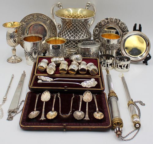 STERLING. Judaica and Sterling Hollowware Grouping