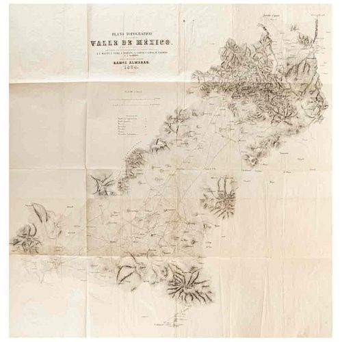 Almaraz, Ramón (Director). Plano Topográfico de una Parte del Valle de México (Continuación de los Trabajos del Mismo). 1864.