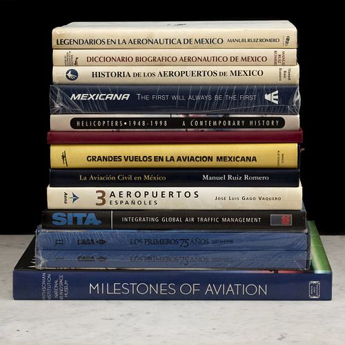 Libros sobre aviación. La Aviación Civil en México / Alas Mexicanas / Historia de los Aeropuertos de México. Piezas: 12.