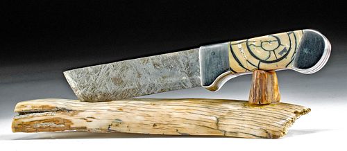 Custom Knife w/ Meteorite Blade & Mammoth Tusk Handle