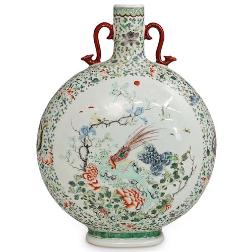 Chinese Famille Verte Porcelain Moon Flask
