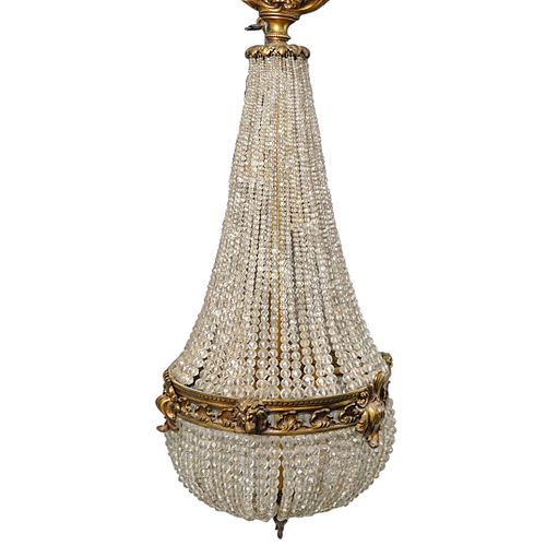 French Empire Style Bronze & Crystal Chandelier