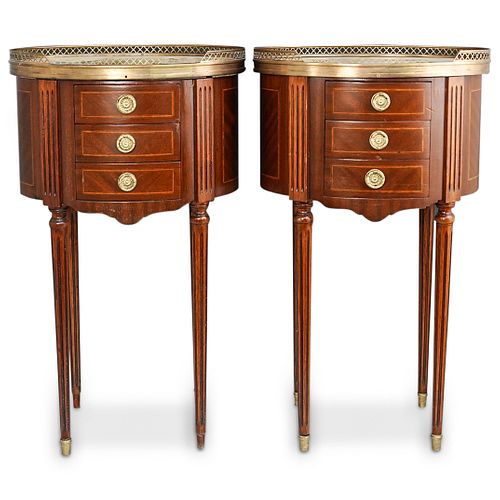 (2 Pc) Louis XVI Style Nightstands Side Tables