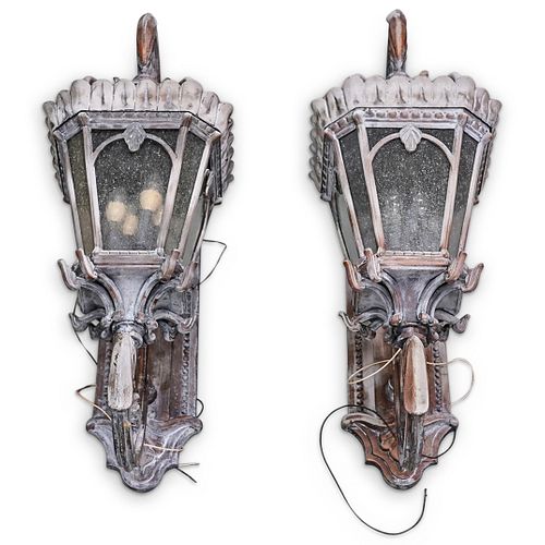 (2 Pc) Large Kichler Tornai Style Outdoor Wall Lights