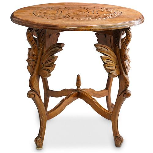 Carved Wooden Side Table